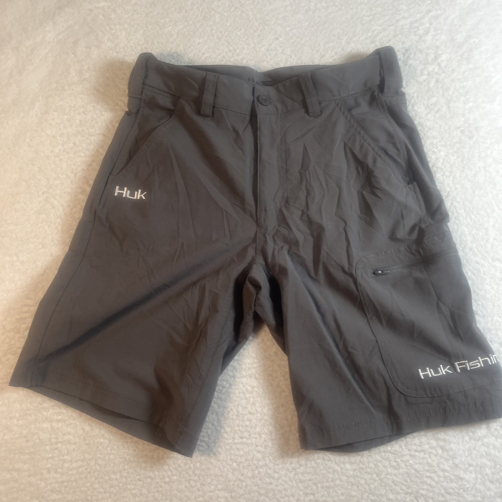 Huk Fishing Shorts Mens Medium Gray Cargo Pocket